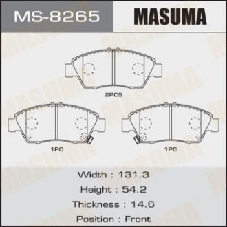 Колодки тормозные передн HONDA CIVIC IX (FB, FG) 1.8 (FB2) (12-17), HONDA CR-Z (MASUMA MS8265 (фото 1)