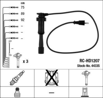 Набір проводів запалювання RC-HD1207 HYUNDAI GRANDEUR KIA CARNIVAL 3,5 02- NGK 44335