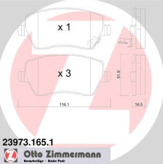 Гальмівні колодки, дискове гальмо (набір) ZIMMERMANN 239731651