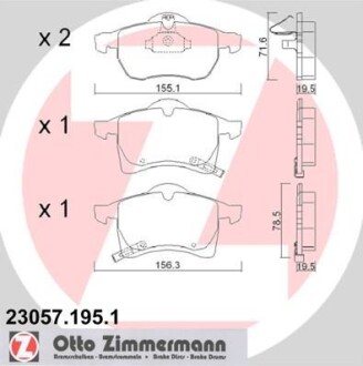 Гальмівні колодки, дискове гальмо (набір) ZIMMERMANN 230571951 (фото 1)