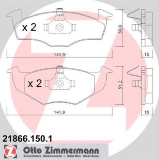 Гальмівні колодки, дискове гальмо (набір) ZIMMERMANN 218661501