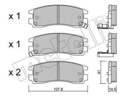 Гальмівні колодки, дискове гальмо (набір) METELLI 2206970