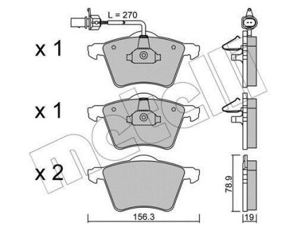 Гальмівні колодки, дискове гальмо (набір) METELLI 2205500