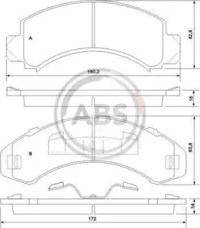 Гальмівні колодки, дискове гальмо (набір) A.B.S. A.B.S. 38249