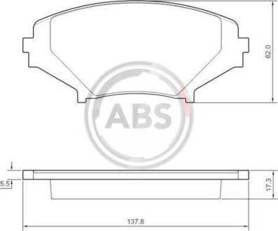 Гальмівні колодки, дискове гальмо (набір) A.B.S. A.B.S. 37472 (фото 1)