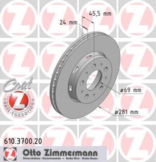 Гальмівний диск ZIMMERMANN 610370020