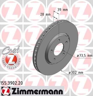 Гальмівний диск ZIMMERMANN 155390220