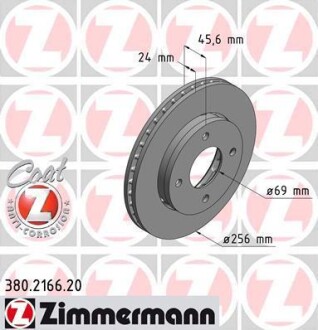 Гальмівний диск ZIMMERMANN 380216620