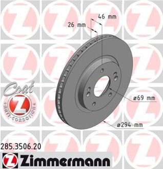 Гальмівний диск ZIMMERMANN 285350620