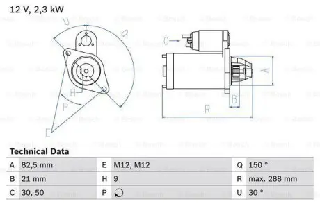 Стартер 0 986 011 150 BOSCH 0986011150