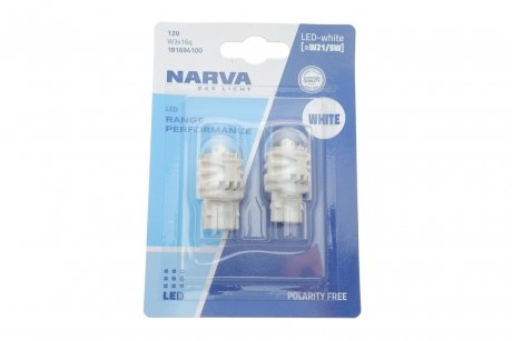 Лампа светодиодная W21/5W white LED Range Performance 2.4/0.48W W3x16q (блистер 2шт) NARVA 181694100 (фото 1)