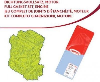 Комплект прокладок (повний) Citroen Jumper/Peugeot Boxer/Iveco Daily 2.8D 99- CORTECO 430071P (фото 1)