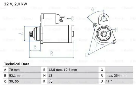 Стартер BOSCH 0986025070