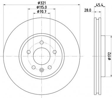 PRO HIGH CARBON OPEL диск гальмівний передній Insignia B PAGID HELLA 8DD 355 132-171 (фото 1)