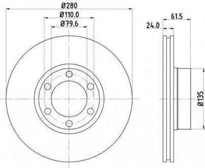 RENAULT диск гальмівний передній Master II 2.5/2.8TD 98- PAGID HELLA 8DD 355 106-611 (фото 1)