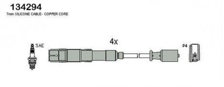 DB Комплект высоковольтных проводов W169,245 04- HITACHI-HUCO 134294 (фото 1)