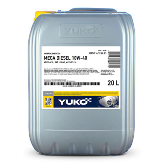 20л MEGA DIESEL 10W-40 Олива двигуна API CI-4/SL, ACEA E7, MB 228.3, MAN M3275-1, Volvo VDS-3, Renault RLD-2, CES 20076, CES 20077, MTU Type 2, ECF-1a, DQC III-10 YUKO 21325