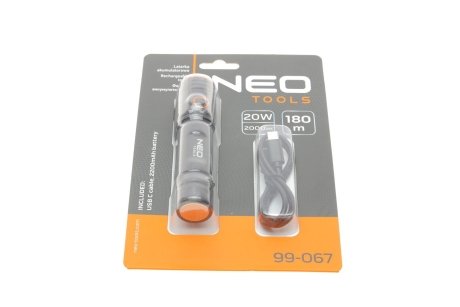 Ліхтарик акумуляторний C 2000 lm CHN LED (USB) NEO TOOLS 99-067