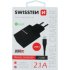 Адаптер в розетку 2x USB 2,1A+ Кабель USB/TYPE C 1,2M (чорний) SWISSTEN DO SWS22054000 (фото 1)