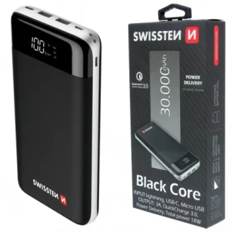 Зовнішній акумулятор BLACK CORE POWER BANK 30000 mAh SWISSTEN DO SWS22013929