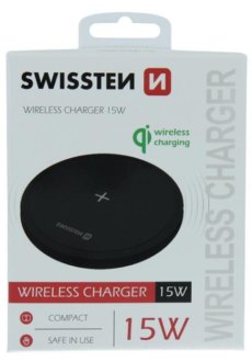 Беспроводное зарядное устройство QI 15W чорний SWISSTEN DO SWS22055504