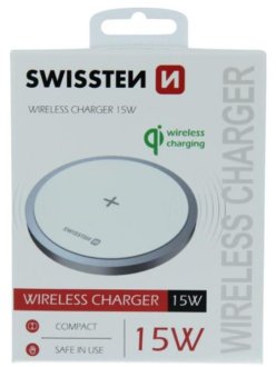 Беспроводное зарядное устройтство QI 15W белое SWISSTEN DO SWS22055505