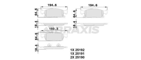 Гальмівні колодки комплект BRAXIS AA0513