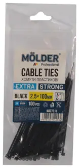 Хомут пластиковий чорний 2,5х100 (Tools) (уп. 100шт.) MOLDER MA27210