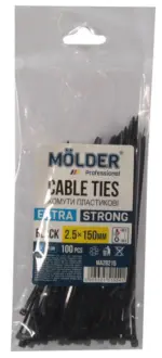 Хомут пластиковий чорний 2,5х150 (Tools) (уп. 100шт.) MOLDER MA28215