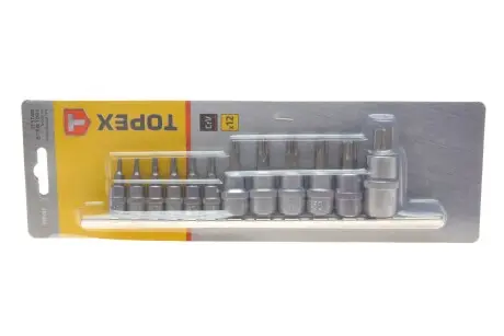 Набір головок TORX 1/4", 3/8", 1/2" T10/T15/T20/T25/T27/T30 12 од. TOPEX 39D342
