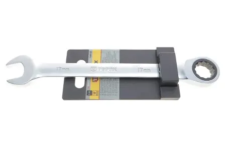 Ключ ріжково-накидний з тріскачкою 17 mm 48 зуб. L-225 mm TOPEX 35D745