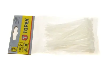 Набір стяжок пластикових 2,5x100 mm 100 од. (біла) TOPEX 44E975