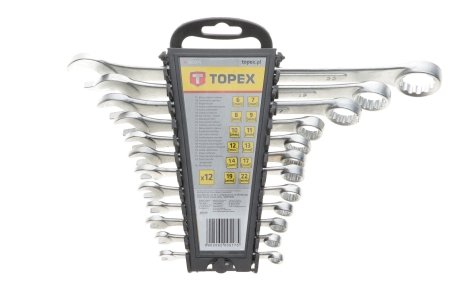 Набір ключів ріжково-накидних 6-22 mm 12 од. TOPEX 35D375 (фото 1)