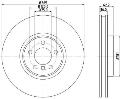 PRO HIGH CARBON BMW Диск гальм. передній X5 E70, X6 E71 PAGID HELLA 8DD 355 129-311 (фото 1)