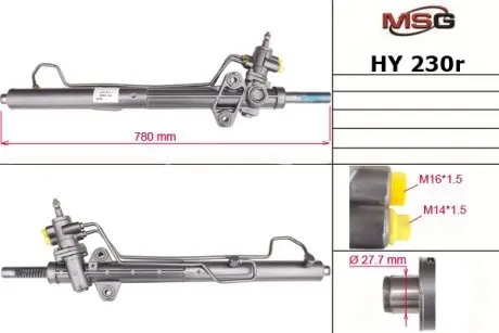 Рульова рейка з ГПК відновлена Hyundai H-1 97-04, Hyundai H-1 04-07 Rebuilding MSG HY230R