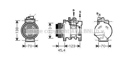 AUDI Компресор кондиціонера A4 B6 2.5 00-, A4 B7 2.5 04-, A6 C5 2.5 TDI 97- AVA AIAK227 (фото 1)