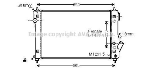 CHEVROLET Радіатор охолодження двиг. Aveo AVA DW2087 (фото 1)