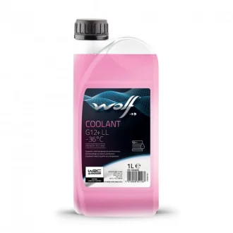 Готовый антифриз Coolant G12+ LL розовый 1 л WOLF 1052656