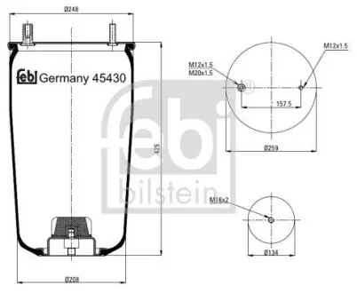 Фото запчастини Пневмоподушка FEBI 45430 Пневмоподушка FEBI 45430