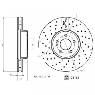 DB диск гальм. передній (342мм) W205/W213 FEBI 175162 (фото 1)
