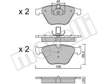 Колодки гальмівні (передні) BMW 3 (E90/E91/E92/E93) 04-13/X1 (E84) 09-15/Z4 (E89) 09-16 METELLI 22-0558-8