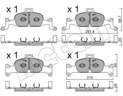 Колодки гальмівні (передні) Audi A4 15-/A5 16-/A6 18-/A7 16-/Q5 16- METELLI 22-1126-0