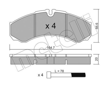 Колодки гальмівні (передні/задні) Iveco Daily III/IV/V/VI 99- METELLI 22-0212-1