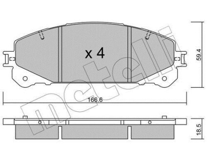 Колодки гальмівні (передні) Lexus NX 14-/Toyota Rav 4 12- METELLI 22-0938-1