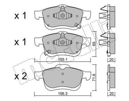 Колодки гальмівні (передні) Fiat 500L 13- METELLI 22-0824-2