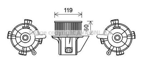 Вентилятор отопителя салона Citroen C4 (04-11), Peugeot 307 (00-08) AC+ (AVA CN8299