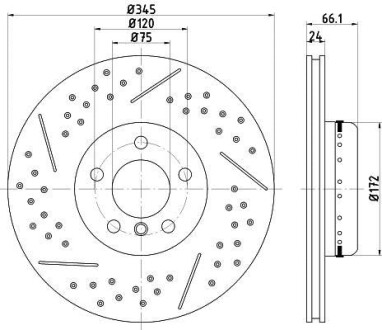 Диск гальмівний (задній) BMW 3 (F30/F80) 12-18 (345x24) PRO+ B38/B47/B48/N20/N47 TEXTAR 92265225