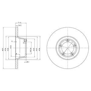 FORD Гальмівний диск передн. TRANSIT 1.6, 2.0 85- DELPHI BG2157