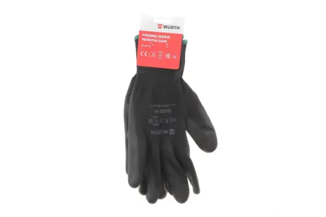 Рукавиці захисні Black PU, поліестер, покриття поліуретан, пара, р.11, RED LINE {арт. } WURTH 0899402411