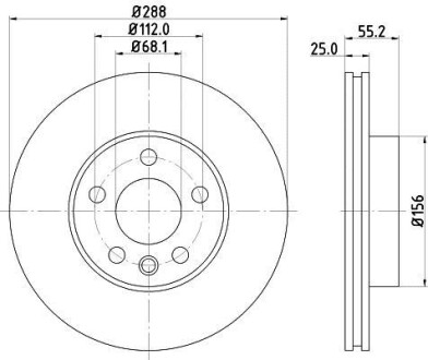 PRO Диск гальмівний перед. (вентил.) VW Sharan 95- FORD Galaxy SEAT (288*25) PAGID HELLA 8DD 355 104-481